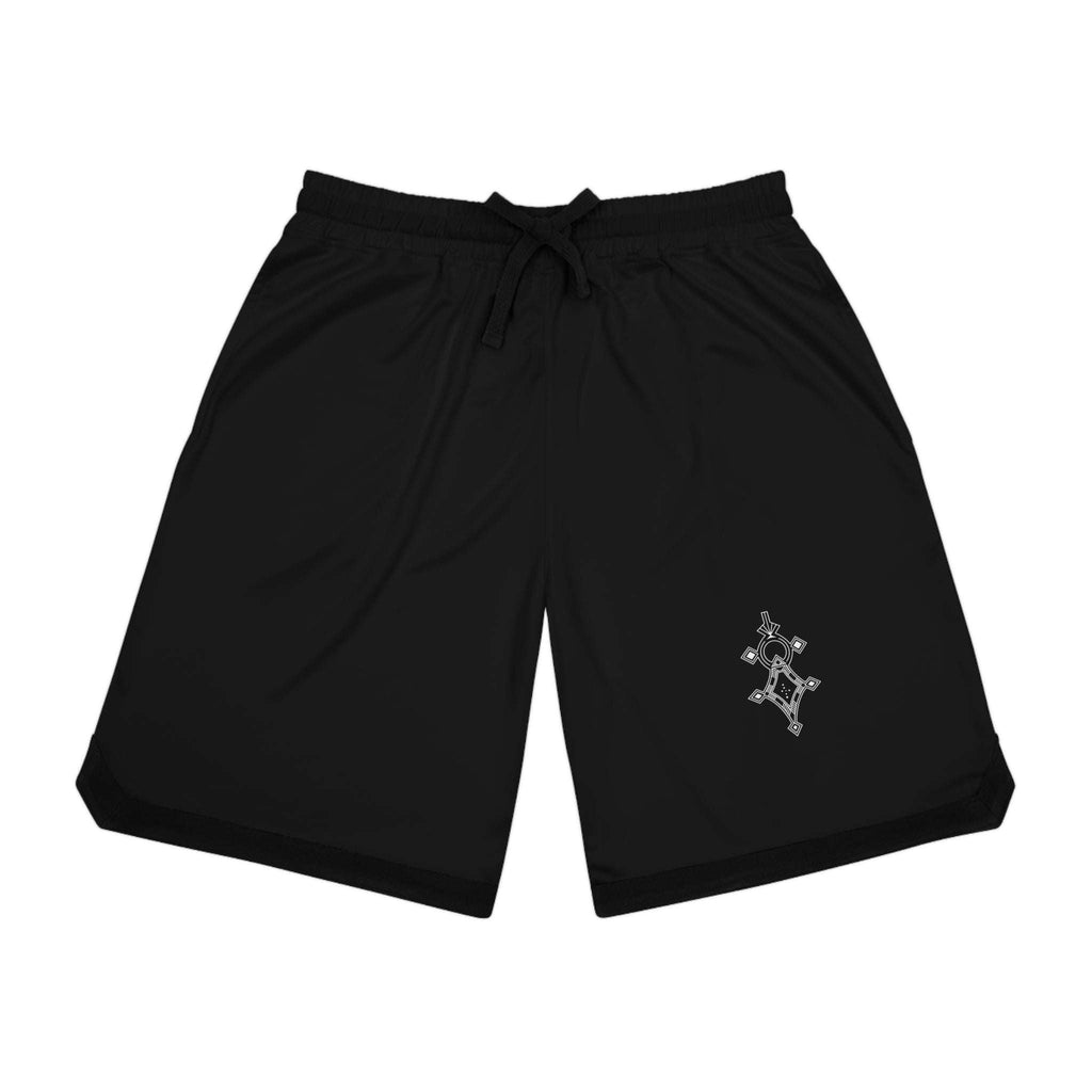 Black basketball rib shorts with moisture-wicking polyester, ribbed hem, black detailing, and side pockets